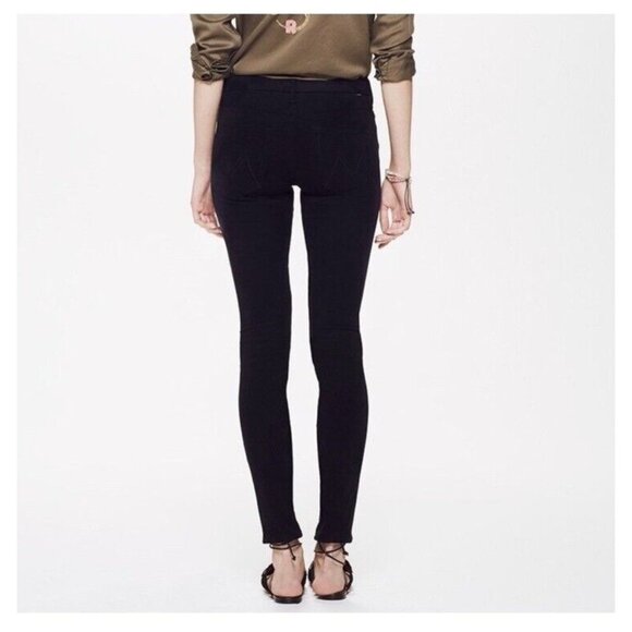 Mother Jeans 24 High Waisted Looker in Black Faux Suede Wash x Revolve - Picture 2 of 8